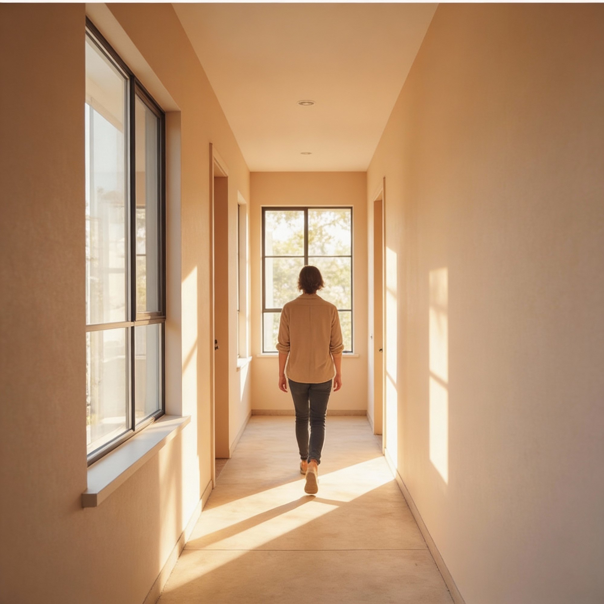 Person walking through a hallway Person walking through a hallway