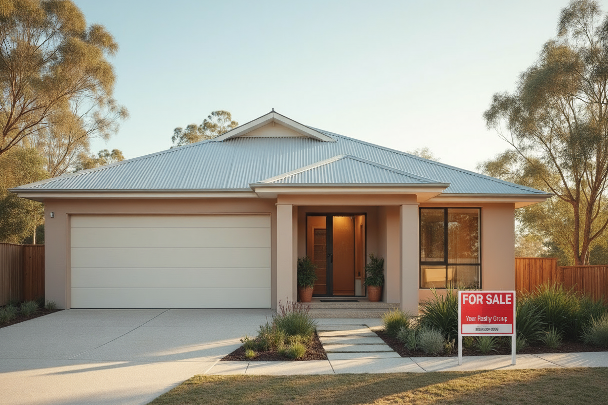 House with for sale sign
