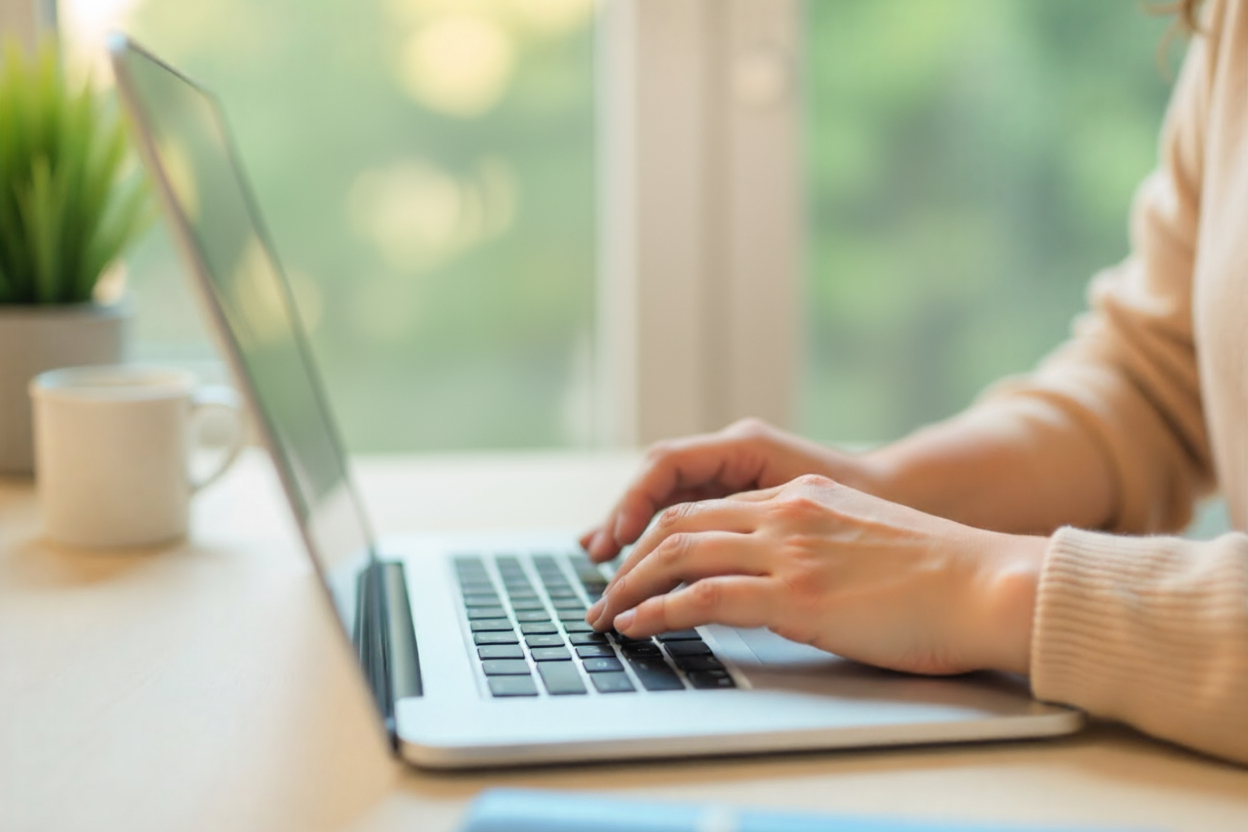 Person conducting searches on a computer